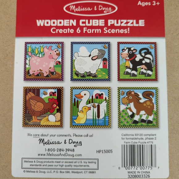 Melissa & Doug - Wooden Cube Puzzle - Create 6 Farm Scenes - 16 Pieces - ages 3+ - Picture 5 of 7